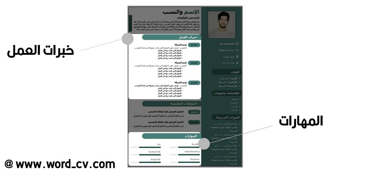 قسم الخبرات في السيرة الداتية